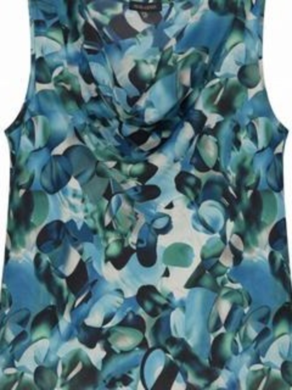 Notations Blue Green Women's Sleeveless Cowl Neck Blouse XL